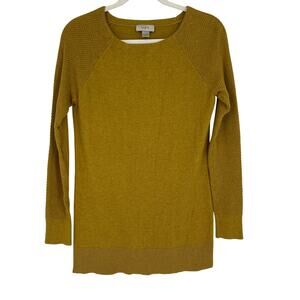 Ann Taylor LOFT Sweater Mustard Yellow Small Cotton Knit
